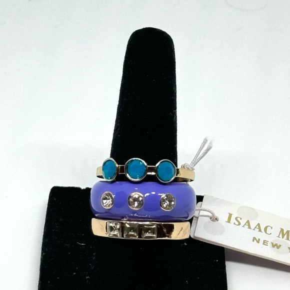 Isaac Mizrahi Set of 3 Statement Band Ring SZ 8 - Picture 6 of 10